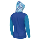 Aqui Color Block Floral Polar Fleece Hoodie Zip Jacket - Blissfully Brand
