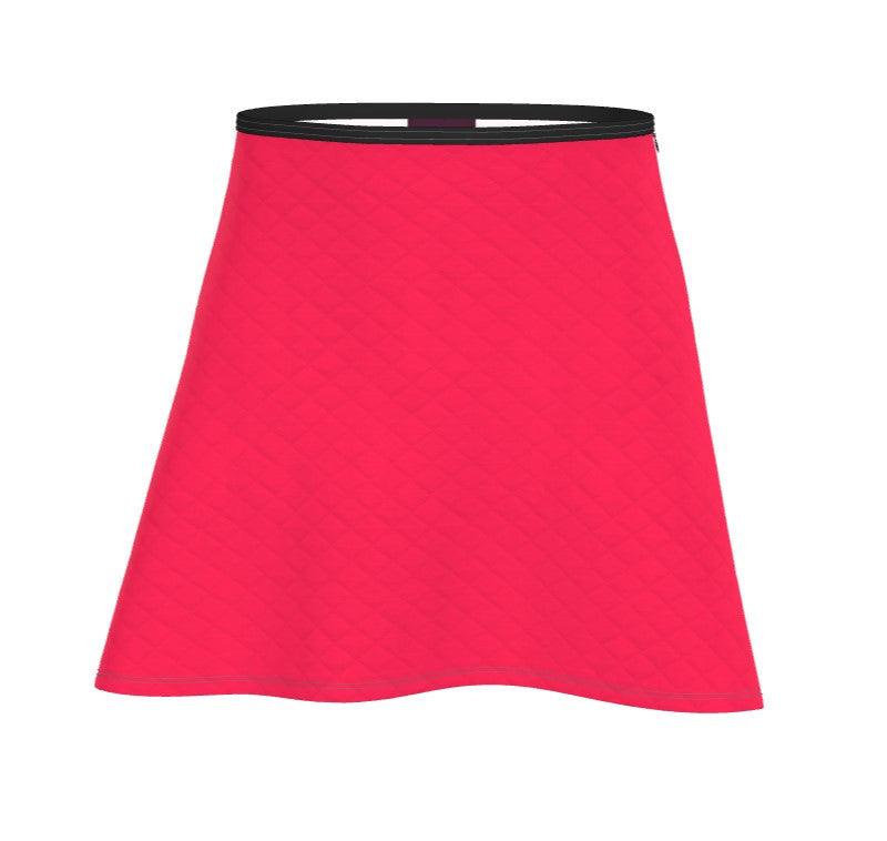 Pena Radical Red Flared Mini Skater Skirt Solid Vibrant Bold Plus Size Coordinate Handmade in England Quilted