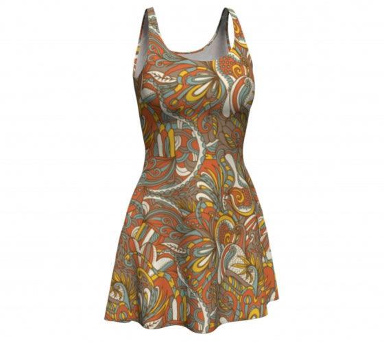 Win Fit & Flare Mini Dress - Psychedelic Mod Floral Multicolor 