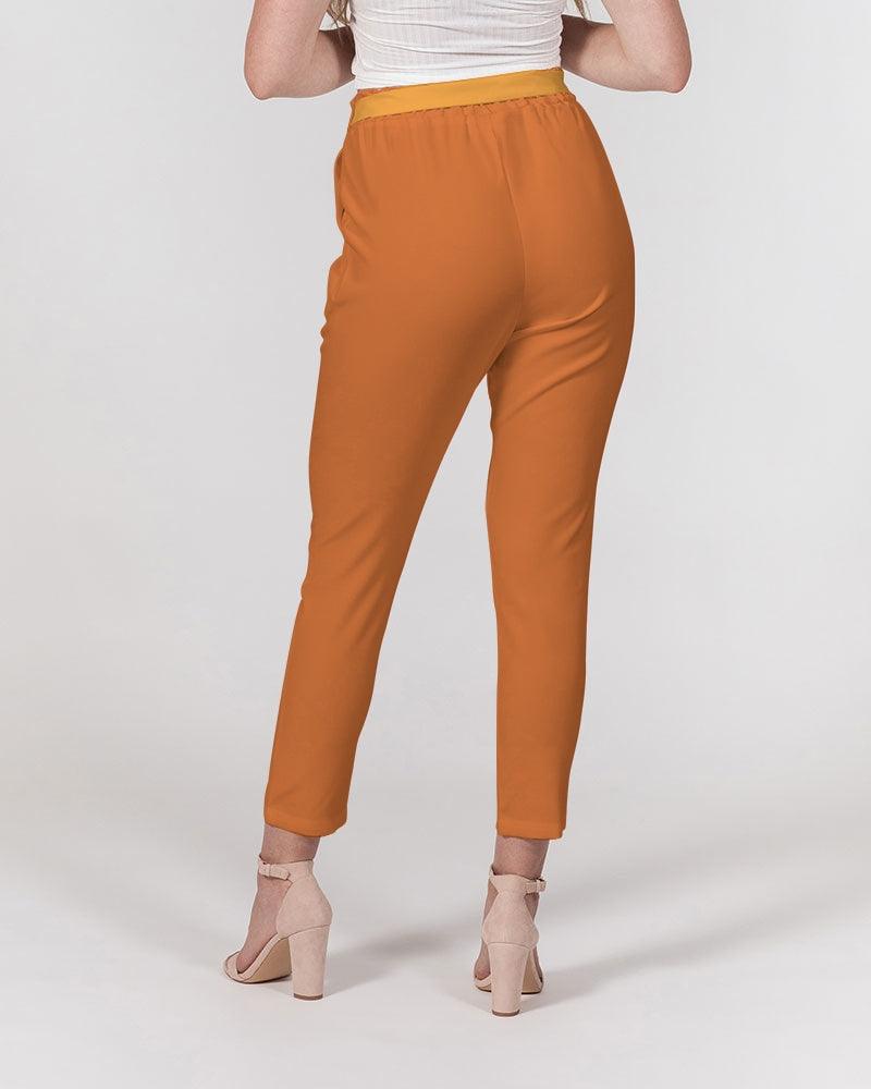 Prin Orange Belted Tapered Pants - Blissfully Brand