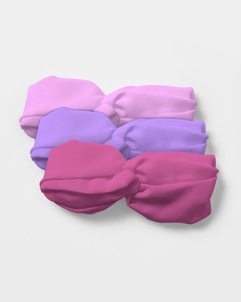 Cavai Twist Knot Chiffon Headband Set - Violet, Pink & Purple