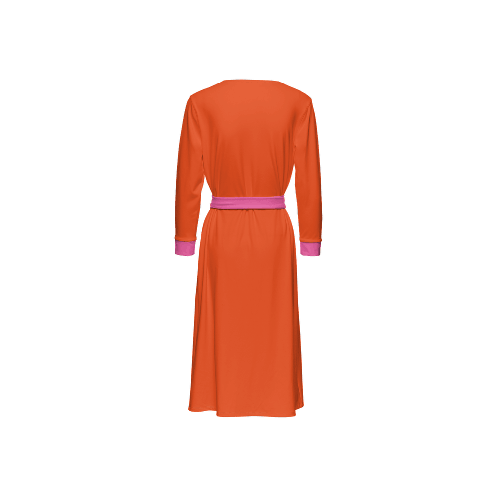 Flight 239 - Orange 3/4 Sleeve Wrap Dress - Airline Series - Blissfully Brand