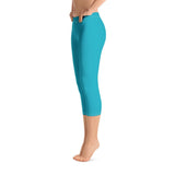 Antina Pacific Blue Mid-Rise Capri Leggings - Women's Activewear - Bold & Vibrant
