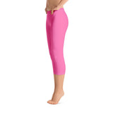 Sechia Hot Pink Mid-Rise Capri Leggings - Women's Activewear - Bold & Vibrant