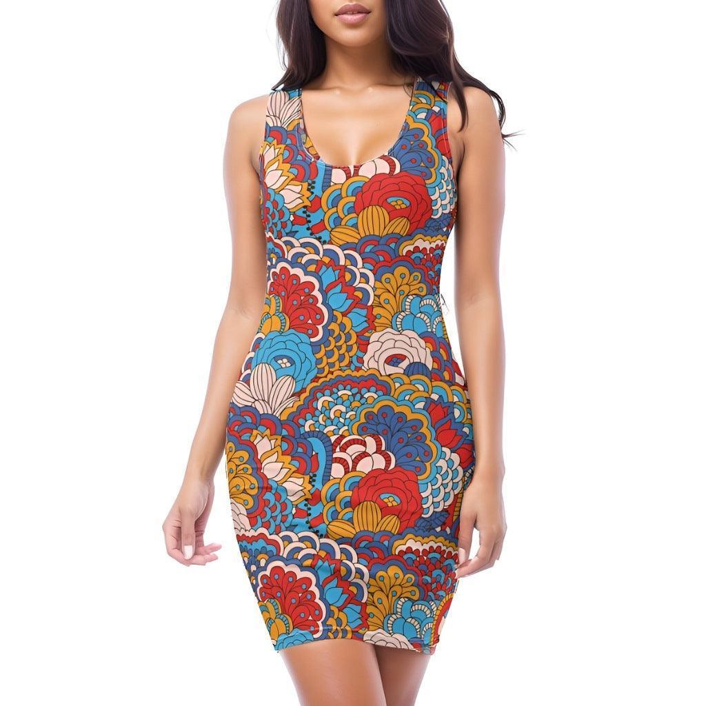 floral short bodycon dress Floral Drawstring Front Bodycon Dress