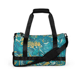 Masu Sport & Travel Duffle Bag - Abstract Pastel Floral All Over Print - Blue | Green - Gym 