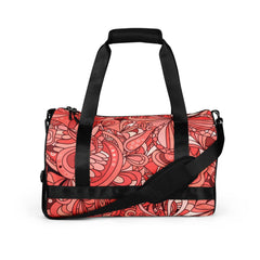 Citra Large Sport & Travel Duffle Bag - Abstract All Over Floral Print - Red | Orange