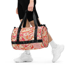 Keki Sport & Travel Large Duffle Barrel Bag - Abstract All Over Print - Pink | Orange