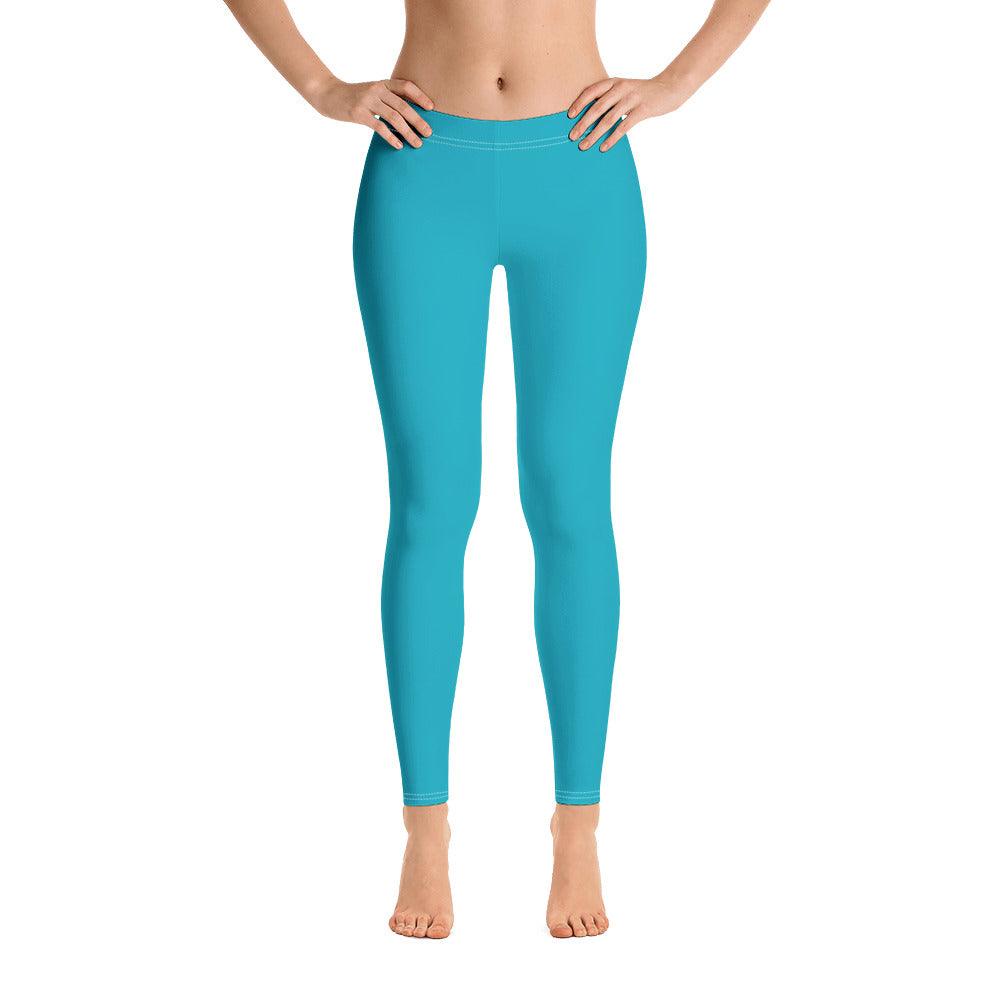 Antina Pacific Blue Mid-Rise Leggings - Solid Women's Activewear Bottoms