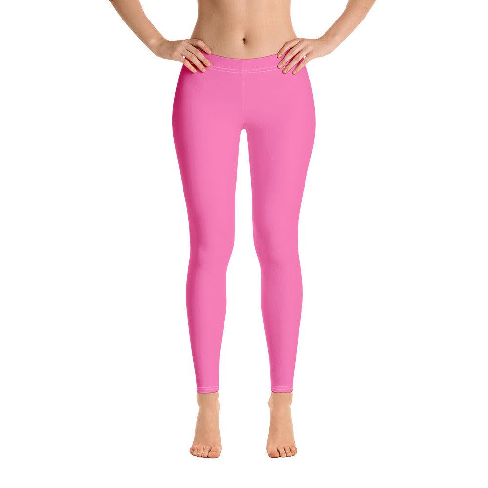 Sechia Hot Pink Mid-Rise Leggings - Solid Activewear Bottoms Womens