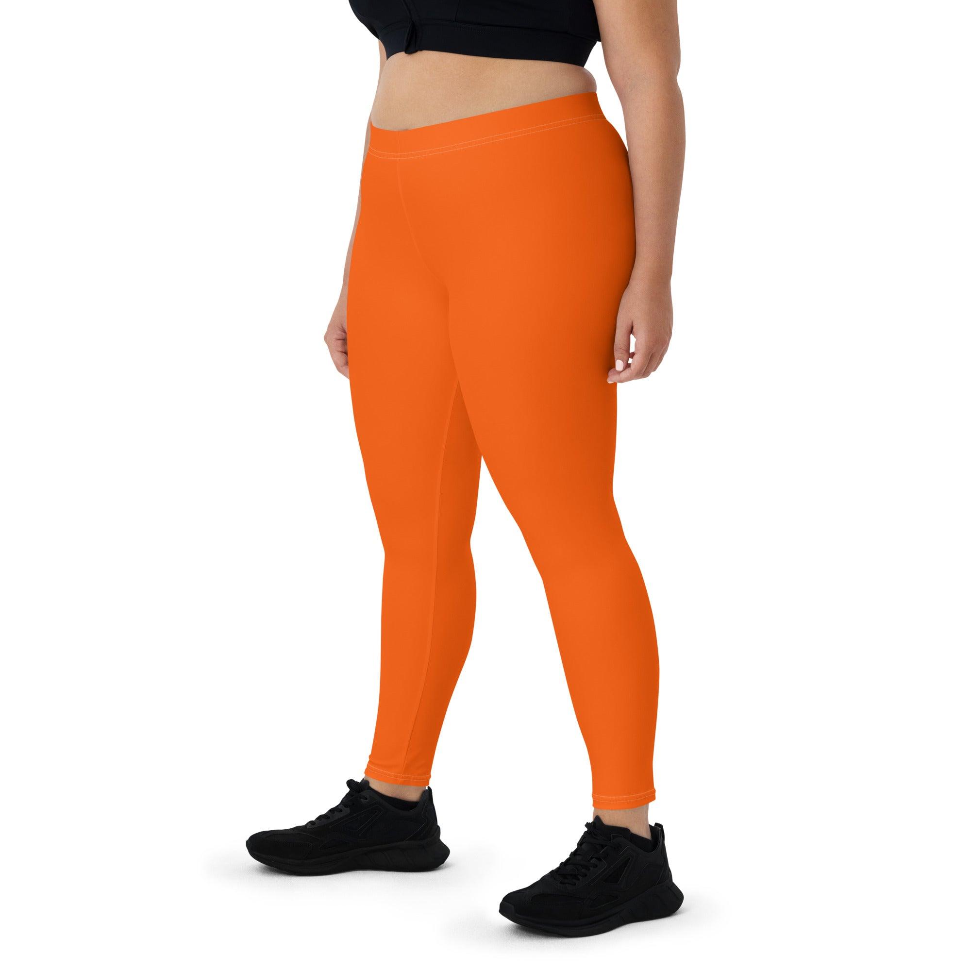 Mandra Orange Mid-Rise Leggings - Four-way stretch – Blissfully Brand