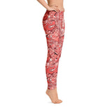Citra Mid-Rise Leggings - Abstract All Over Kaleidoscope Floral Print - Red | Orange