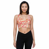 Keki Longline Sports Bra - Removable Padding - Double Layered - All Over Print - Abstract Kaleidoscope Psychedelic Pink Orange