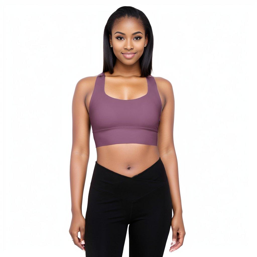 Amai Violet Longline Sports Bra - Double Layered Padded Solid - Women's Activewear Sports Top