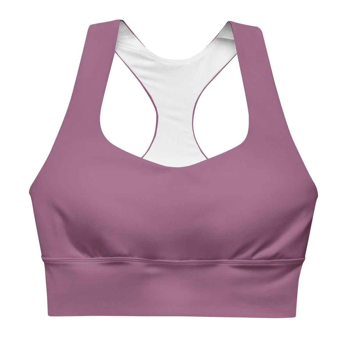Amai Violet Longline Sports Bra - Double Layered Padded Solid - Women's Activewear Sports Top