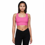 Sechia Hot Pink Longline Sports Bra - Padded Double Layered - Solid - Women's Activewear Sports Top