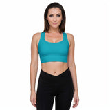 Antina Pacific Blue Longline Sports Bra - Padded Double Layered - Women's Activewear Sports