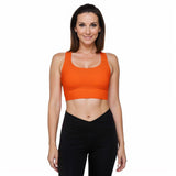 Mandra Vermilion Orange Longline Sports Bra - Double Layered - Solid Vibrant