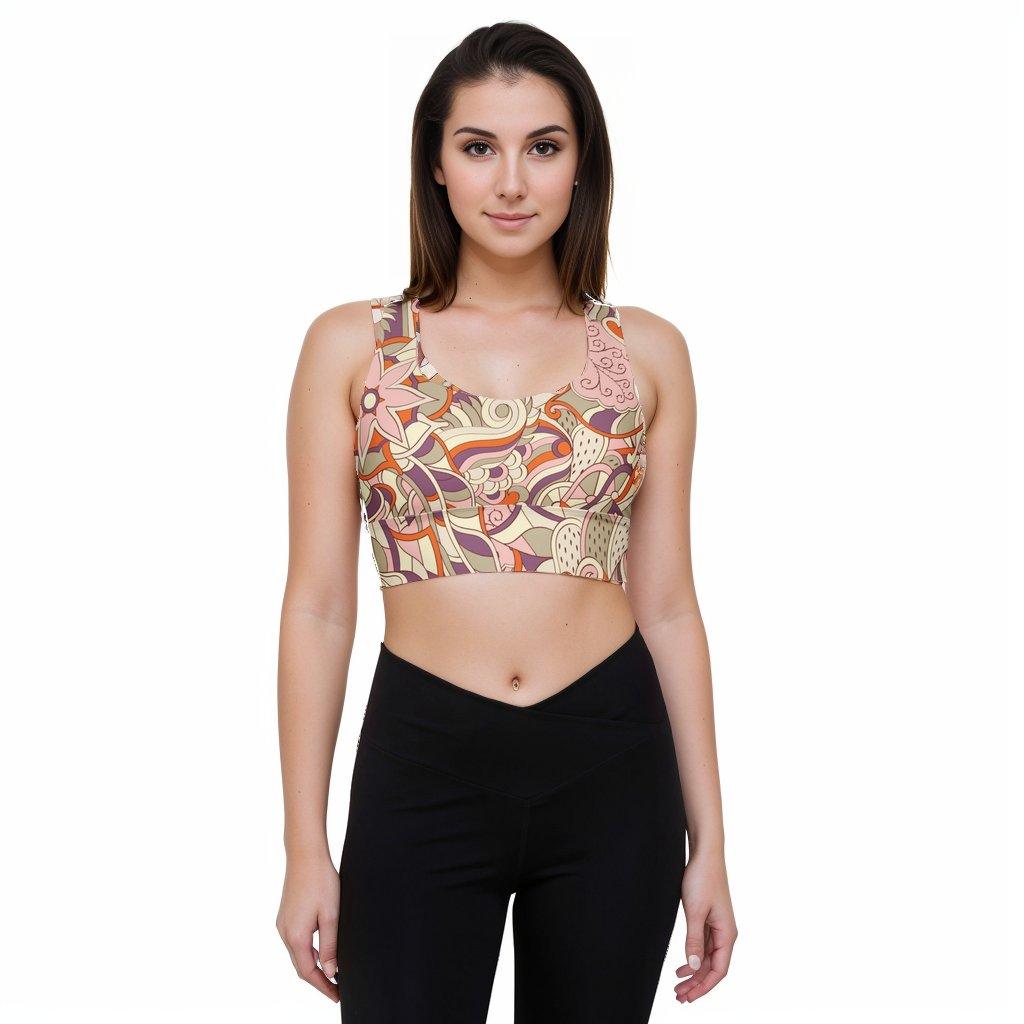 Activewear Longline Sports Bra in Abstract Print