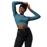 Masu Active Long Sleeve Women's Crop Top - Activewear Sports - Dark Blue - Gym - Workout - Fitted - Athleisure - Vibrant - Plus Size - Coordinates