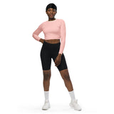 Keki Active Long Sleeve Women's Crop Top - Activewear Sports - Solid Pink - Gym - Workout - Fitted - Athleisure - Vibrant - Plus Size