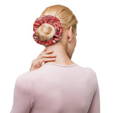 Citra Bow Hair Scrunchie - Abstract All Over Retro Vibrant Print - Pink | Red