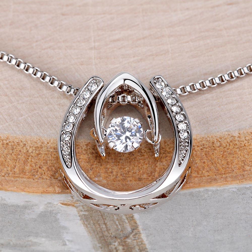 Nela Tear Drop Cubic Zirconia Pendant White Gold Stainless Steel Plated Necklace - Elegance of Love - Gift Box
