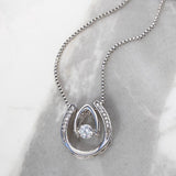 Nela Tear Drop Cubic Zirconia Pendant White Gold Stainless Steel Plated Necklace - Elegance of Love