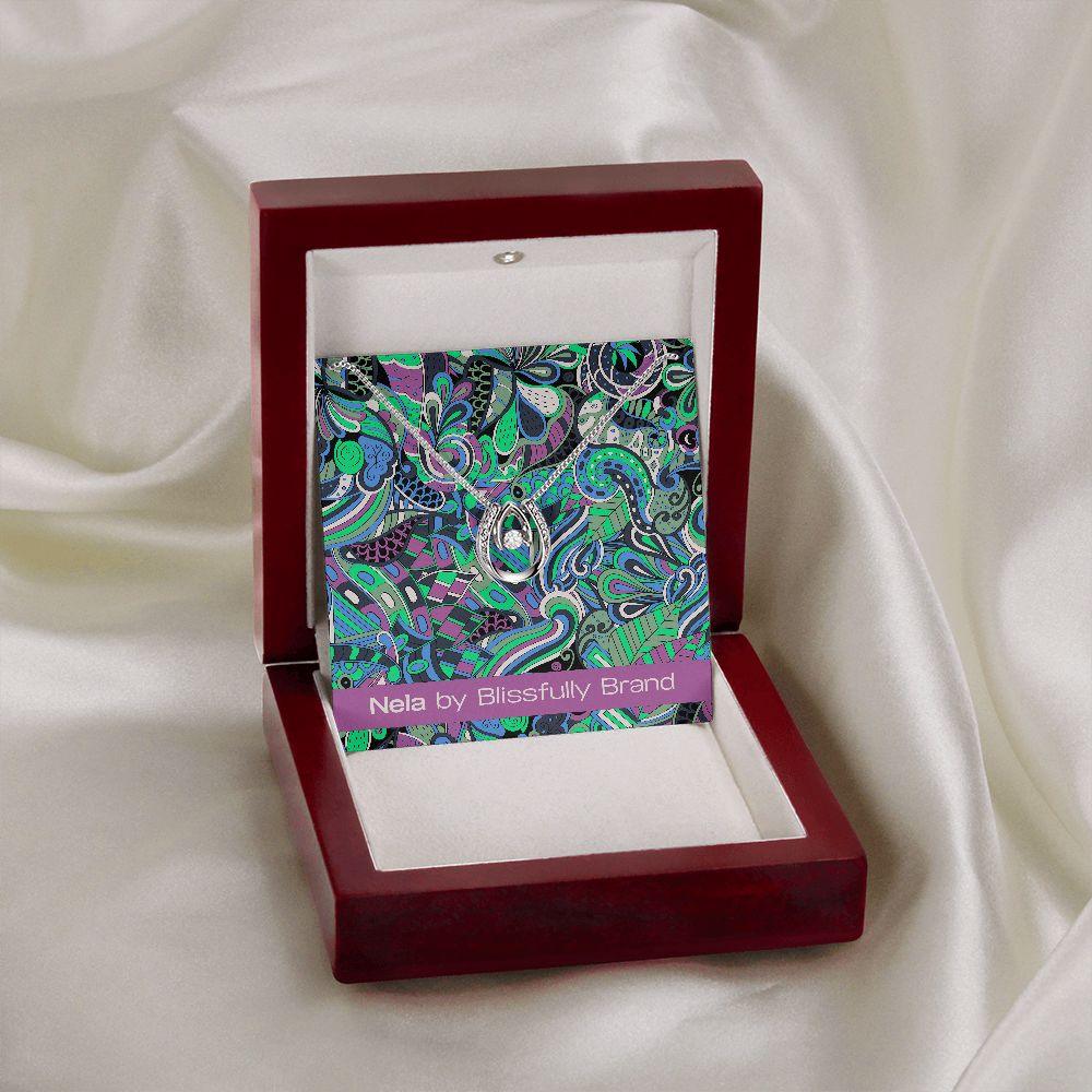Nela " Elegance of Love " Cubic Zirconia Tear Drop Pendant Necklace - Blissfully Brand