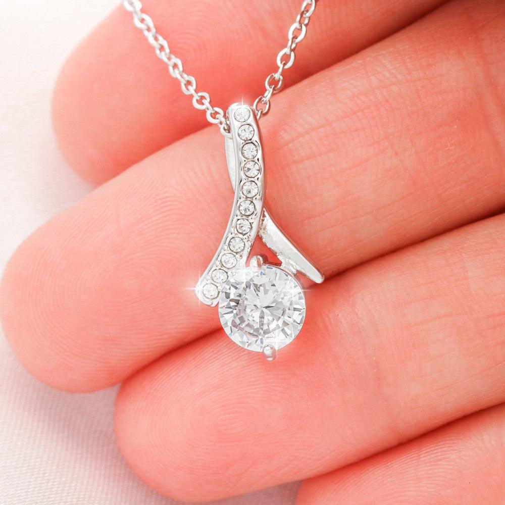 Perl "Intricacy of Beauty" Cubic Zirconia Ribbon Pendant Necklace - Blissfully Brand