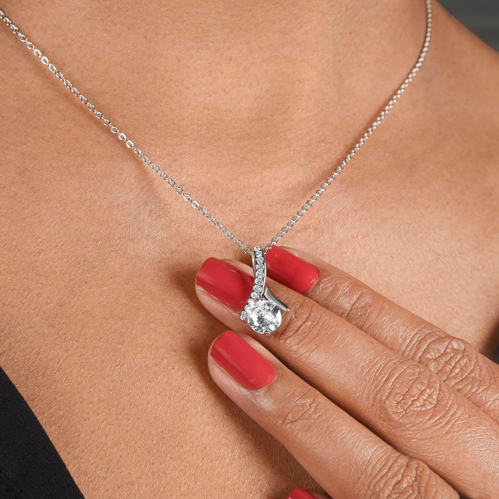 Perl "Intricacy of Beauty" Cubic Zirconia Ribbon Pendant Necklace - Blissfully Brand