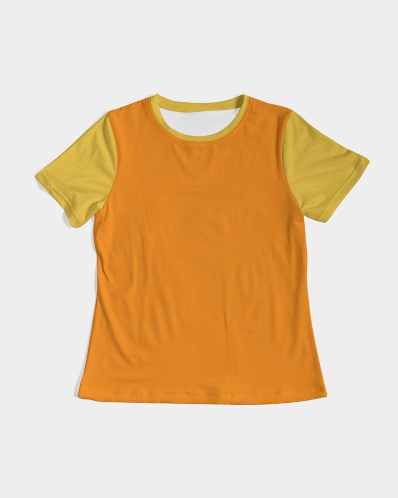 Ela Tangerine & Marigold Color Block Fitted Women's Tee