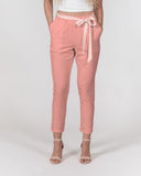 Citra Pink Belted Tapered Pants - Smooth Chiffon