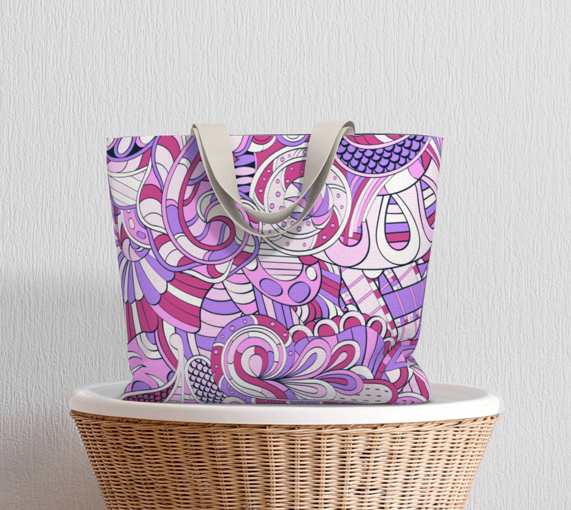 Cavai Large Market Tote - Violet Kaleidoscope Abstract Print