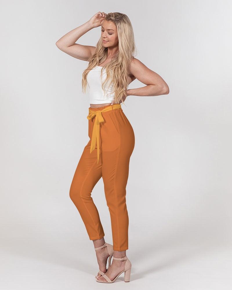 Prin Orange Belted Tapered Pants - Blissfully Brand