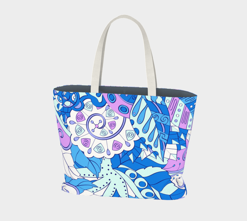 Imi Large Market Tote - Blue Kaleidoscope Floral