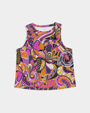 Ela Cropped Tank Top - Abstract Psychedelic Print