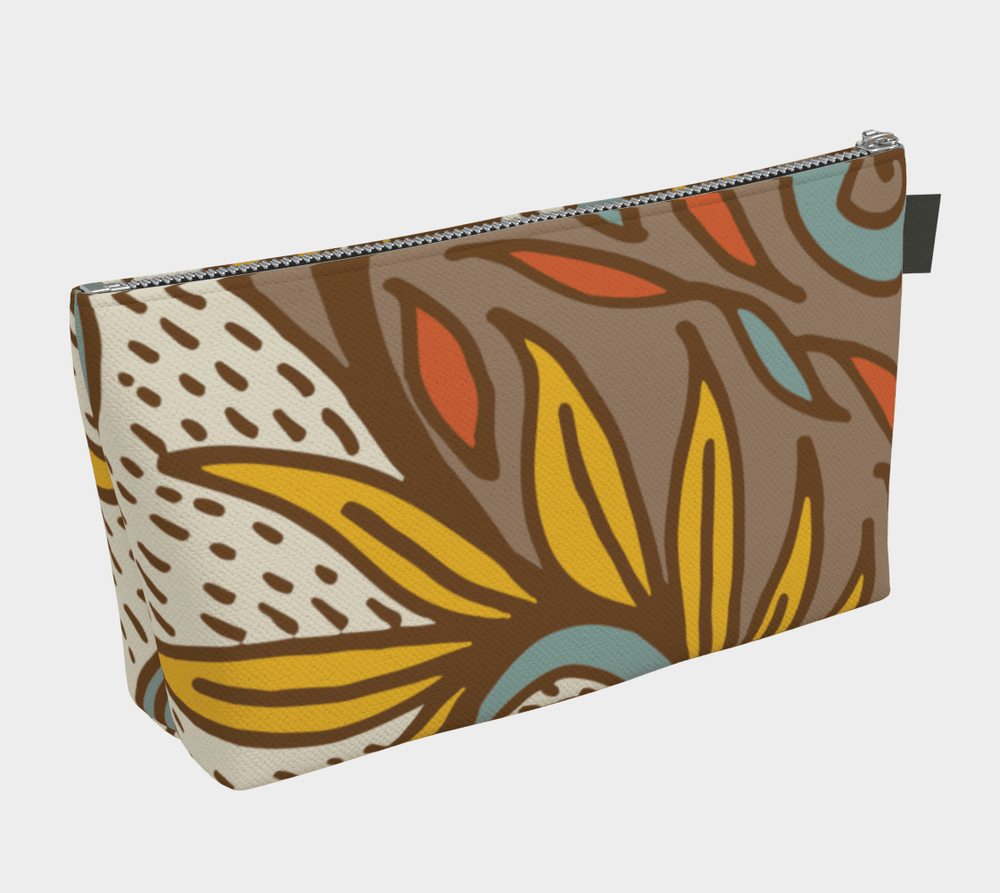 Win Makeup Canvas Pouch - Multicolor Abstract Floral Print