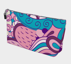 Antina Canvas Makeup Bag - Pink Cyan Psychedelic Print - Small / Large