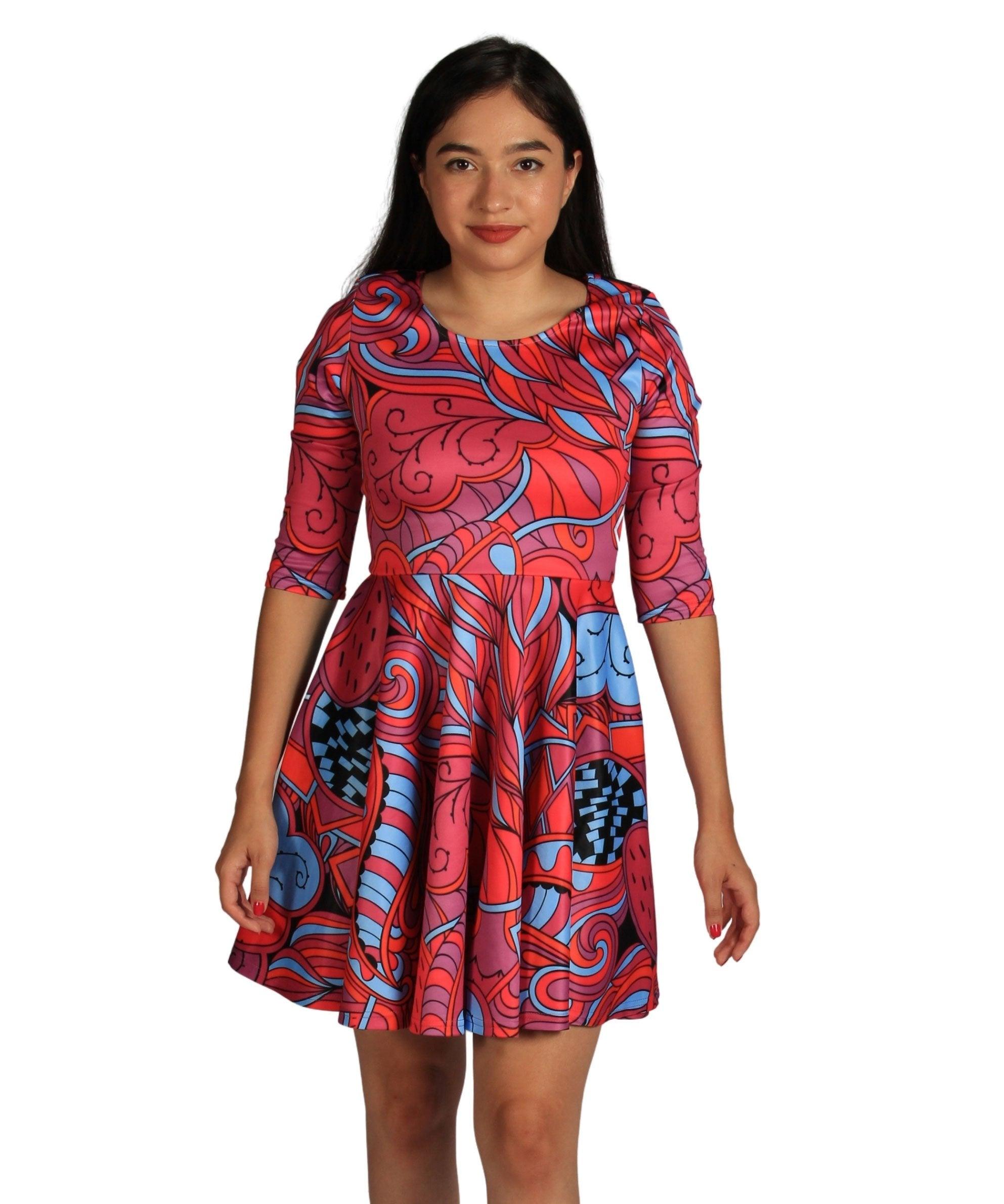 Minya Half Sleeve Skater Dress - Blissfully Brand