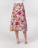Perl A-Line Midi Chiffon Skirt - Pink Abstract Floral Print