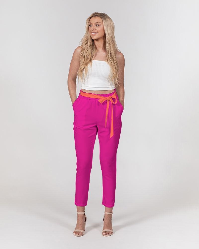 Mina Rose Red Belted Tapered Pants - Blissfully Brand