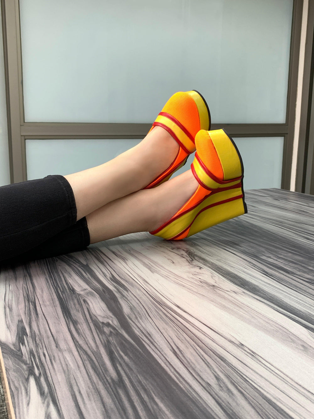 Orbital Platform Wedge Pump | Made in Italy | Orange Yellow Red | Mod Retro