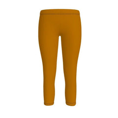 Deep Orange Lycra Spandex Midrise Capri Stretch Leggings - Workout Performance - Casual - Handmade in England - Plus Size