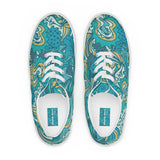 Masu Lace Up Canvas Women's Sneakers - Abstract Pastel Psychedelic Floral Print - Blue | Green