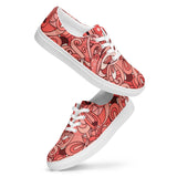 Citra Lace Up Canvas Women's Sneaker - Abstract Floral Kaleidoscope Print - Red | Pink