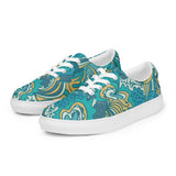 Masu Lace Up Canvas Women's Sneakers - Abstract Pastel Floral Retro Print - Blue | Green