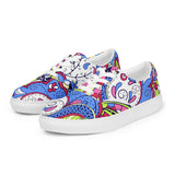 Sechia Lace-up Canvas Shoes - All Over Print - Kaleidoscope Abstract Floral - Pink Blue - Psychedelic Retro