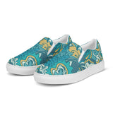 Masu Slip On Canvas Women's Sneakers - Abstract Pastel All Over Floral Print Blue Green